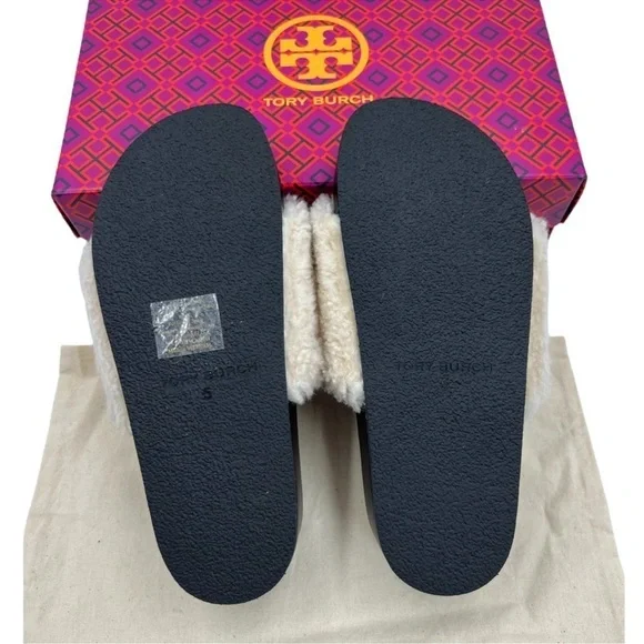 ✨ Tory Burch Faux-Shearling Double T Flatform Slides | NWT | Size 5 - Picture 14 of 15